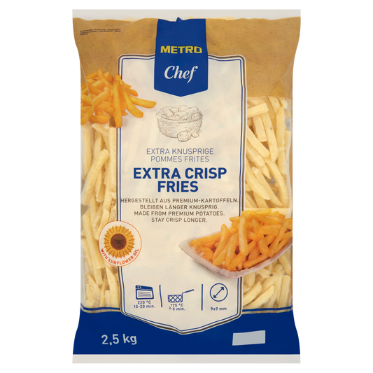 METRO Chef Gyorsfagyasztott, Elősütött Hasábburgonya Ropogós Bevonattal 2,5 kg