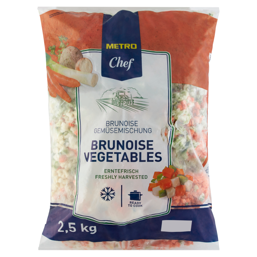 METRO Chef Gyorsfagyasztott Kockázott Brunoise Zöldségkeverék 2,5 kg
