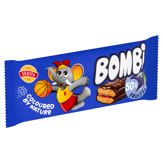 Bombi kakaós bevonómasszába mártott, vegyes gyümölcsös-szilvás lekvárral töltött puszedli 50 g