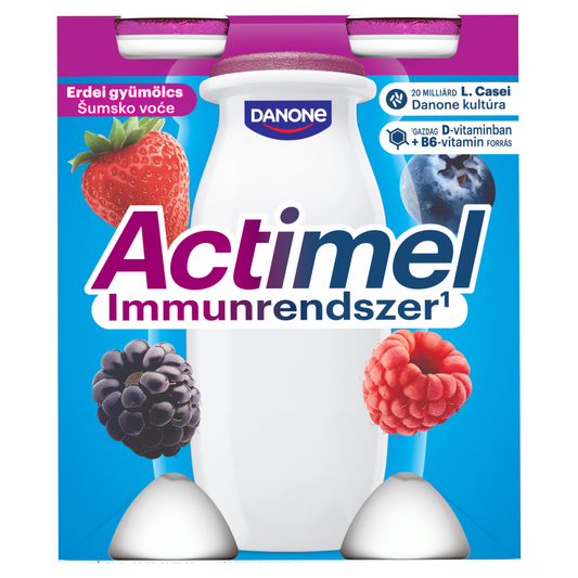 DANONE Actimel zsírszegény, élőflórás, erdei gyümölcsízű joghurtalapú ital 4 x 100 g (400 g)