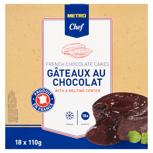 METRO Chef Gyorsfagyasztott, Készre Sütött Csokoládés Lávasüti 18 x 110 g 1,98 kg