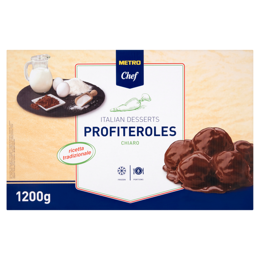 METRO Chef Gyorsfagyasztott Profiterol, Tejes Krémmel Töltött, Kakaós Krémmel Leöntve 1,2 kg