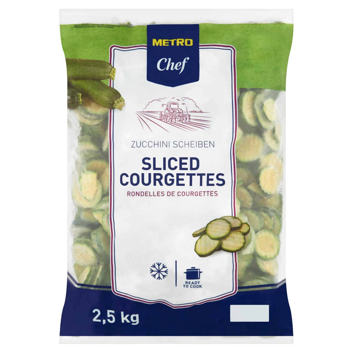 METRO Chef Gyorsfagyasztott, Hullámosra Vágott Cukkini Szeletek 2,5 kg