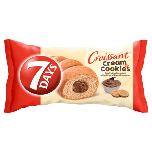7DAYS Cream & Cookies croissant mogyorós töltelékkel és kekszdarabokkal 60 g