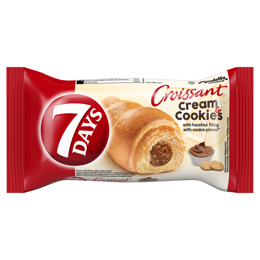 7DAYS Cream & Cookies croissant mogyorós töltelékkel és kekszdarabokkal 60 g