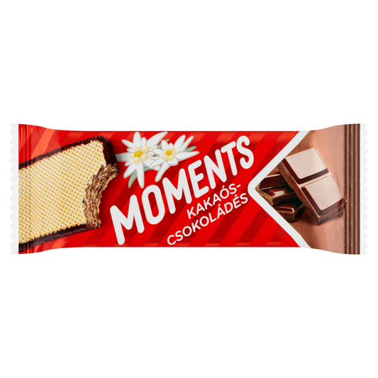 Moments kakaós bevonómasszába mártott, csokoládés-kakaós krémmel töltött ostyaszelet 45 g