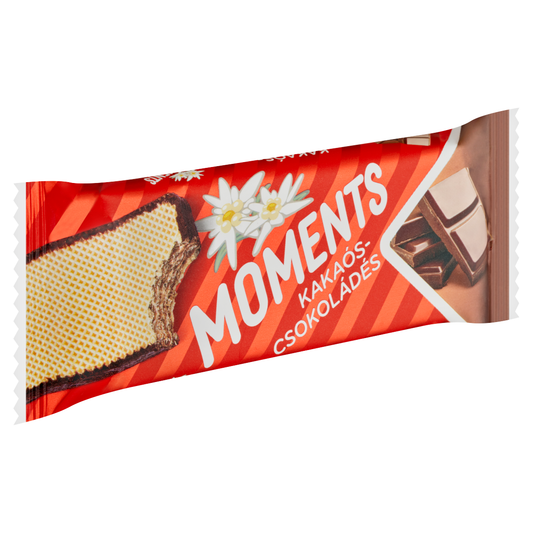 Moments kakaós bevonómasszába mártott, csokoládés-kakaós krémmel töltött ostyaszelet 45 g