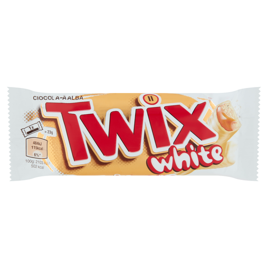 Twix White kekszes szeletek karamellával fehér csokoládéba mártva 2 x 23 g (46 g)