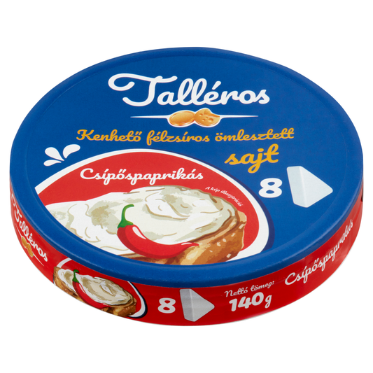 Talléros csípős paprikás kenhető, zsíros, ömlesztett sajt 8 db 140 g