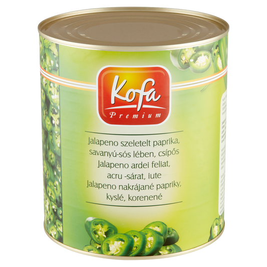 Kofa Premium Csípős,Szeletelt Jalapeno Paprika Savanyú-sós Lében 2,9 kg