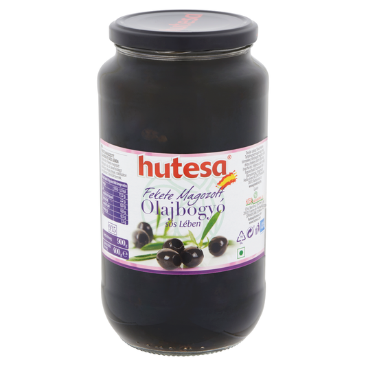 Hutesa Fekete Magozott Olajbogyó Enyhén Sós Lében 900 g