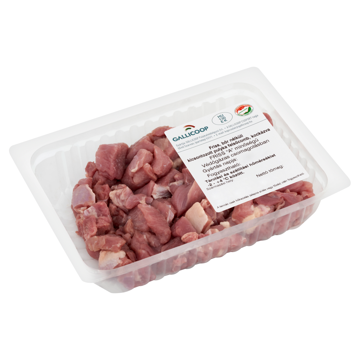 Gallicoop Friss,Bőr Nélküli Pulykacombfilé Kocka 500 g