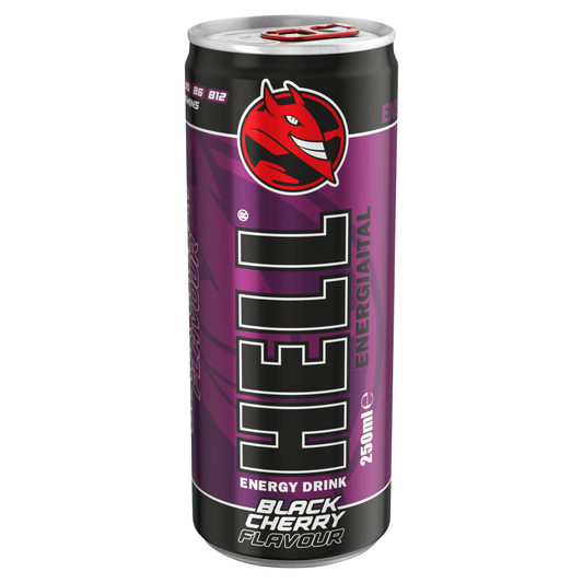 HELL Black Cherry fekete cseresznye- és tuttifruttiízű, koffeintartalmú szénsavas ital 250 ml