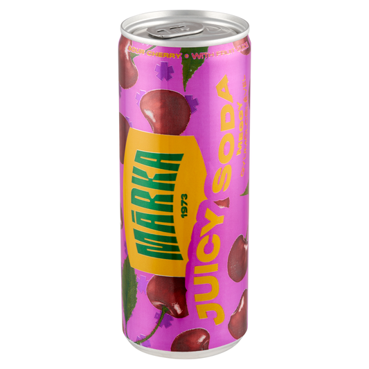 MÁRKA Juicy Soda meggy szénsavas üdítőital cukorral és édesítőszerrel 250 ml