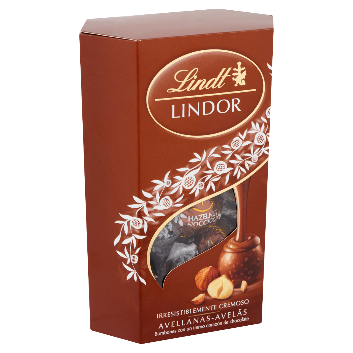 Lindt Lindor Hazelnut tejcsokoládé praliné mogyoródarabokkal és lágyan olvadó töltelékkel 200 g