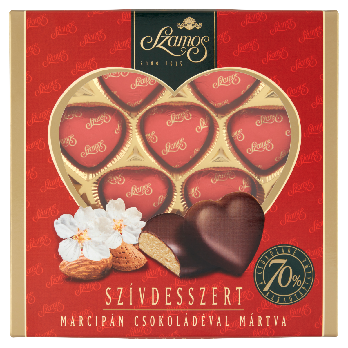 Szamos Szívdesszert marcipán csokoládéval mártva 10 db 130 g