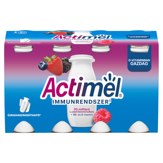 DANONE Actimel zsírszegény, élőflórás, erdei gyümölcsízű joghurtalapú ital 8 x 100 g (800 g)