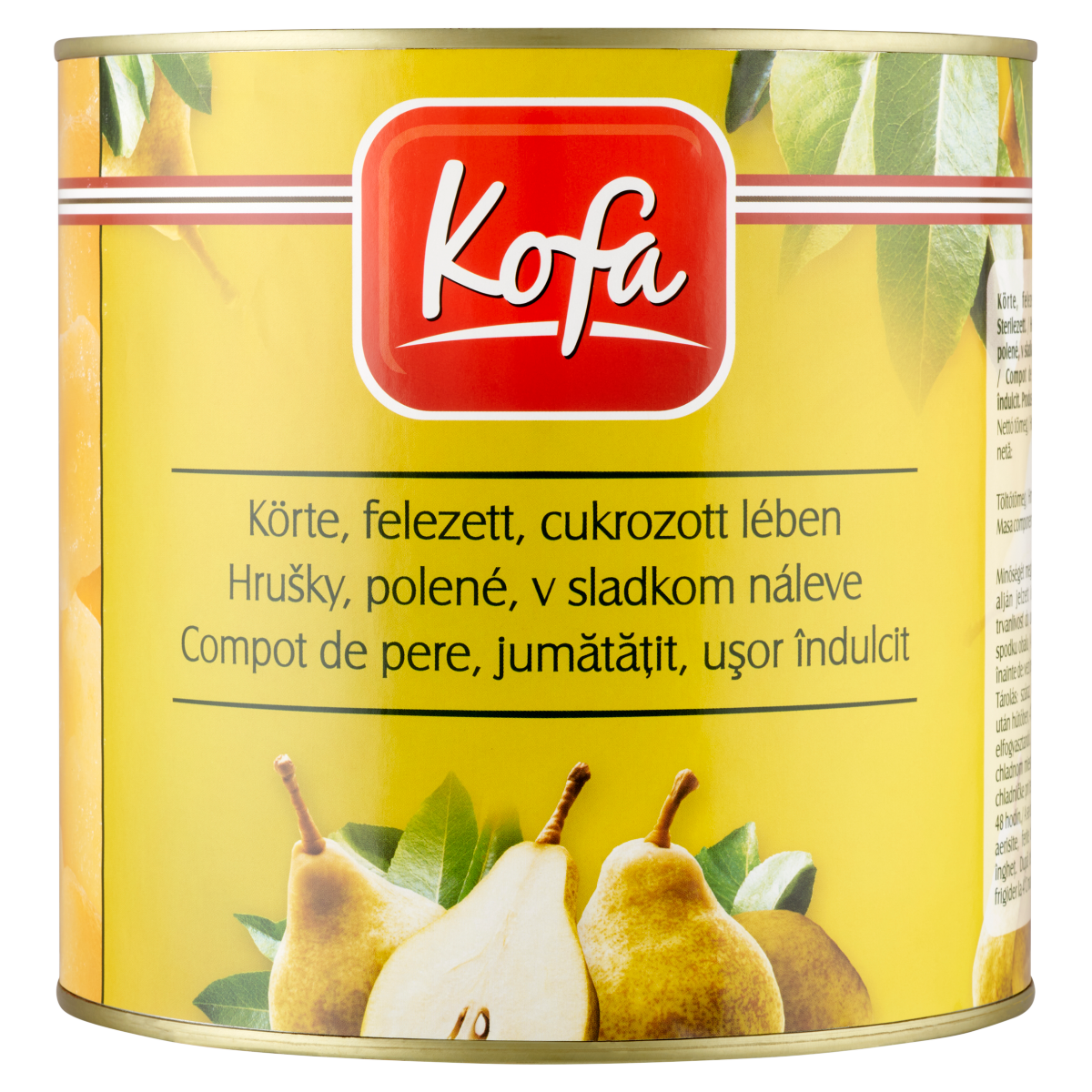 Kofa Premium Felezett Körte Cukrozott Lében 2,5 kg