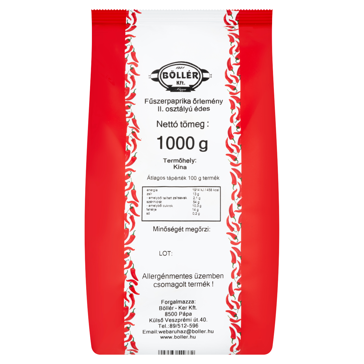 Böllér II. Osztályú Édes Fűszerpaprika Őrlemény 1 kg