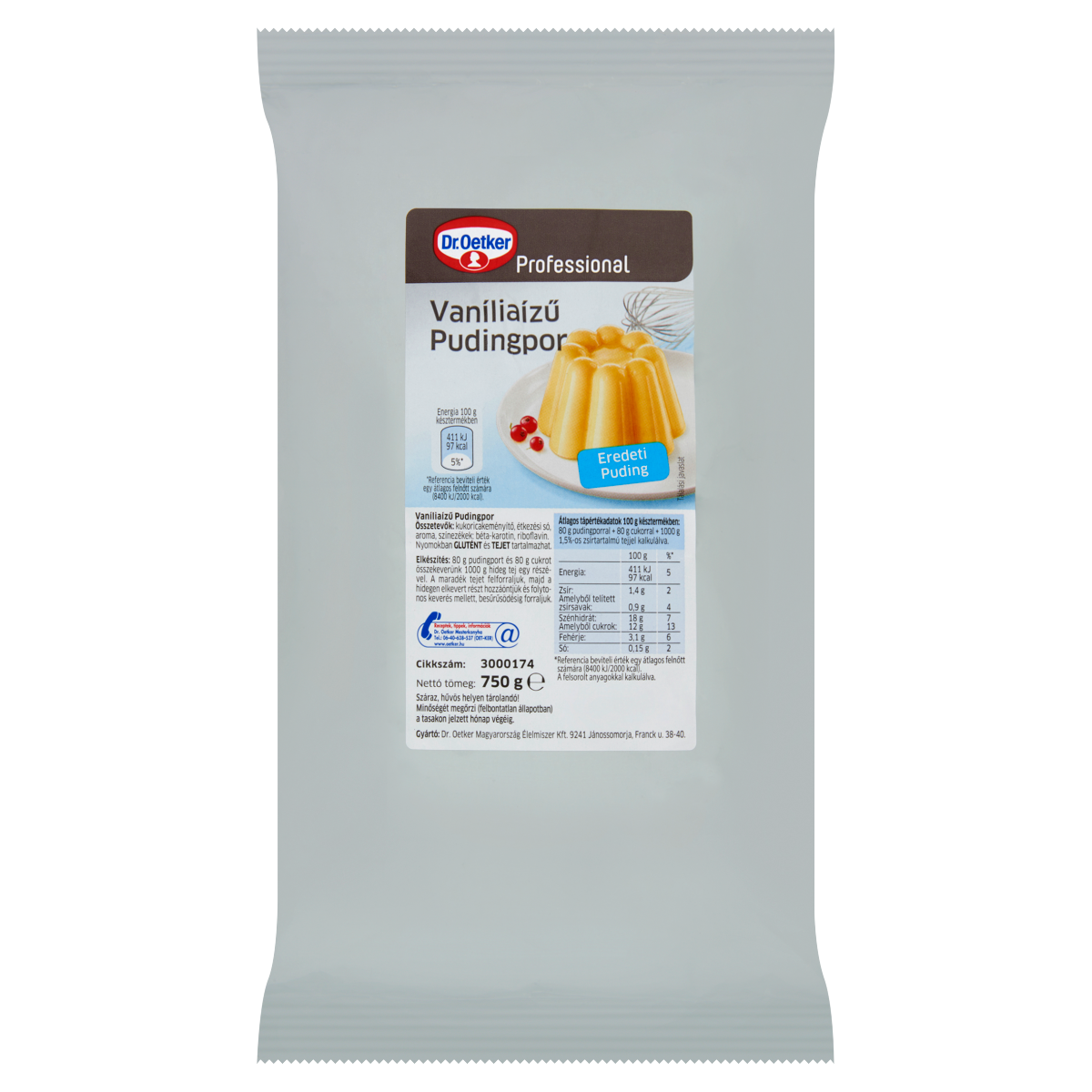 Dr. Oetker Professional Eredeti Puding Vaníliaízű Pudingpor 750 g